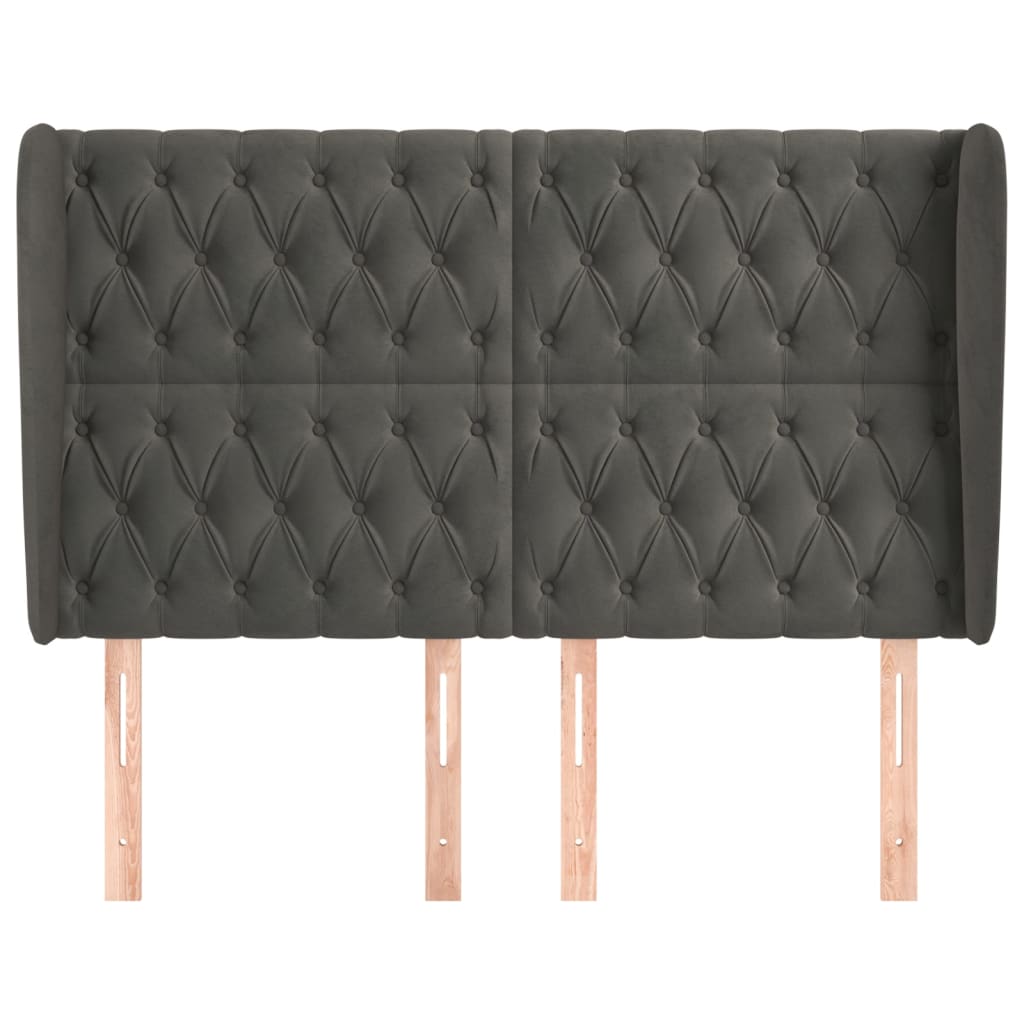 Hoofdbord Met Randen Fluweel 163 x 23 x 118/128 cm Donkergrijs
