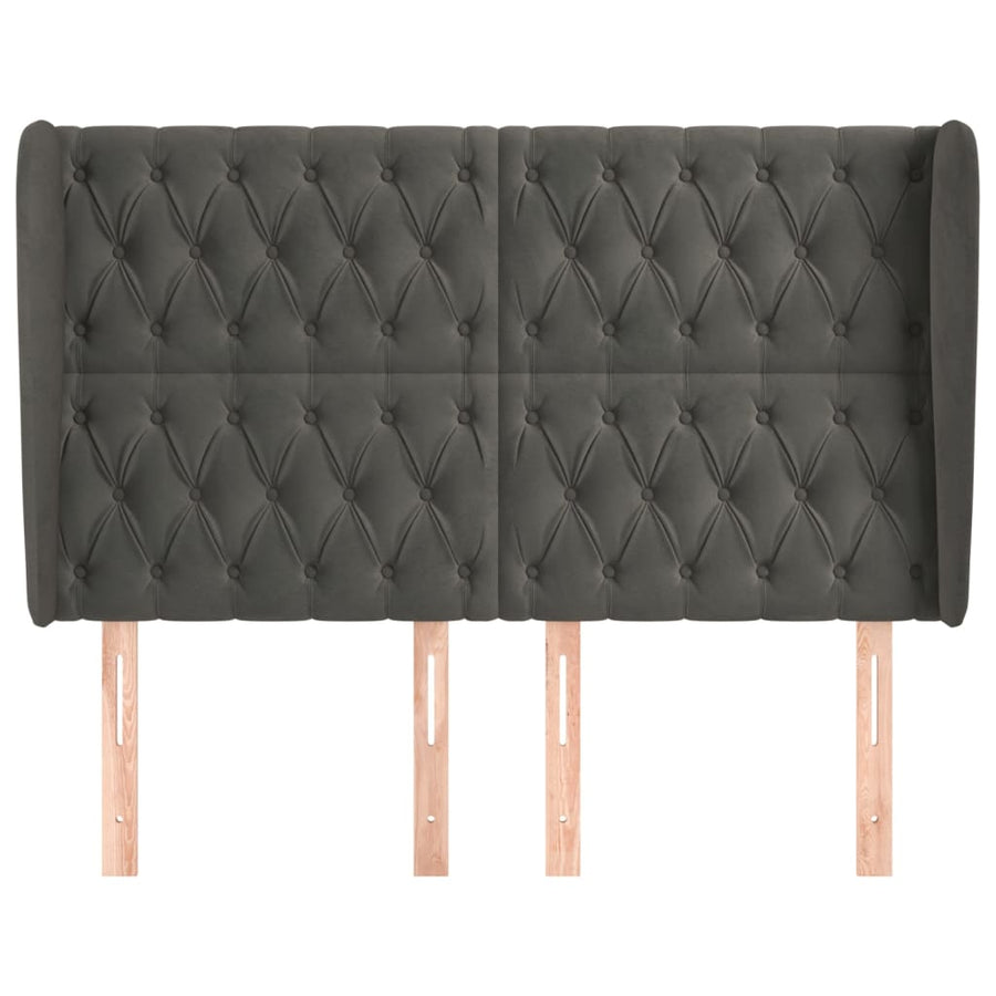 Hoofdbord Met Randen Fluweel 163 x 23 x 118/128 cm Donkergrijs