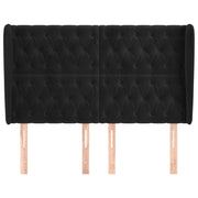 Hoofdbord fluweel 163x23x118/128 cm zwart