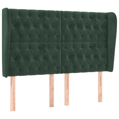 Hoofdbord met randen 163x23x118/128 cm fluweel donkergroen
