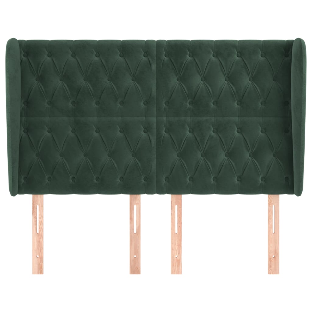 Hoofdbord met randen 163x23x118/128 cm fluweel donkergroen