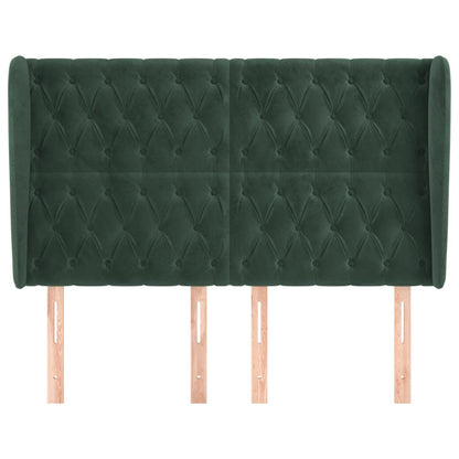 Hoofdbord met randen 163x23x118/128 cm fluweel donkergroen
