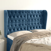 Hoofdbord 163x23x118/128 cm fluweel donkerblauw