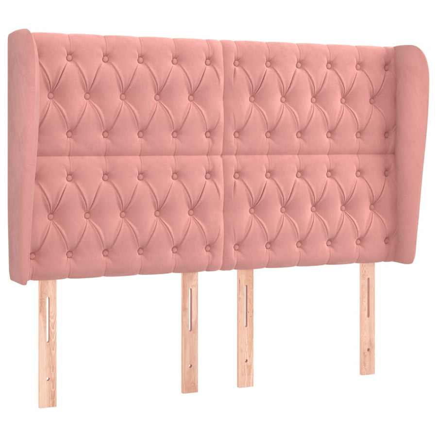 Hoofdbord Met Randen Fluweel 1 163 x 23 x 118/128 cm Roze
