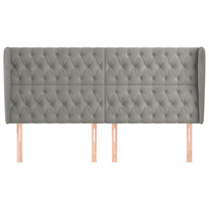 Hoofdbord Met Randen Fluweel 183 x 23 x 118/128 cm Lichtgrijs