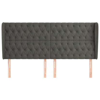 Hoofdbord Met Randen Fluweel 183 x 23 x 118/128 cm Donkergrijs