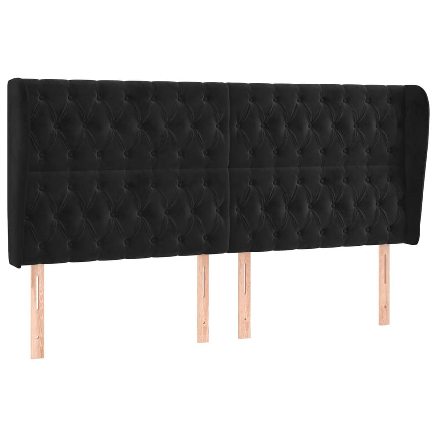 Hoofdbord Met Randen 183X23X118/128 Cm Fluweel Zwart 183 x 23 x 118/128 cm