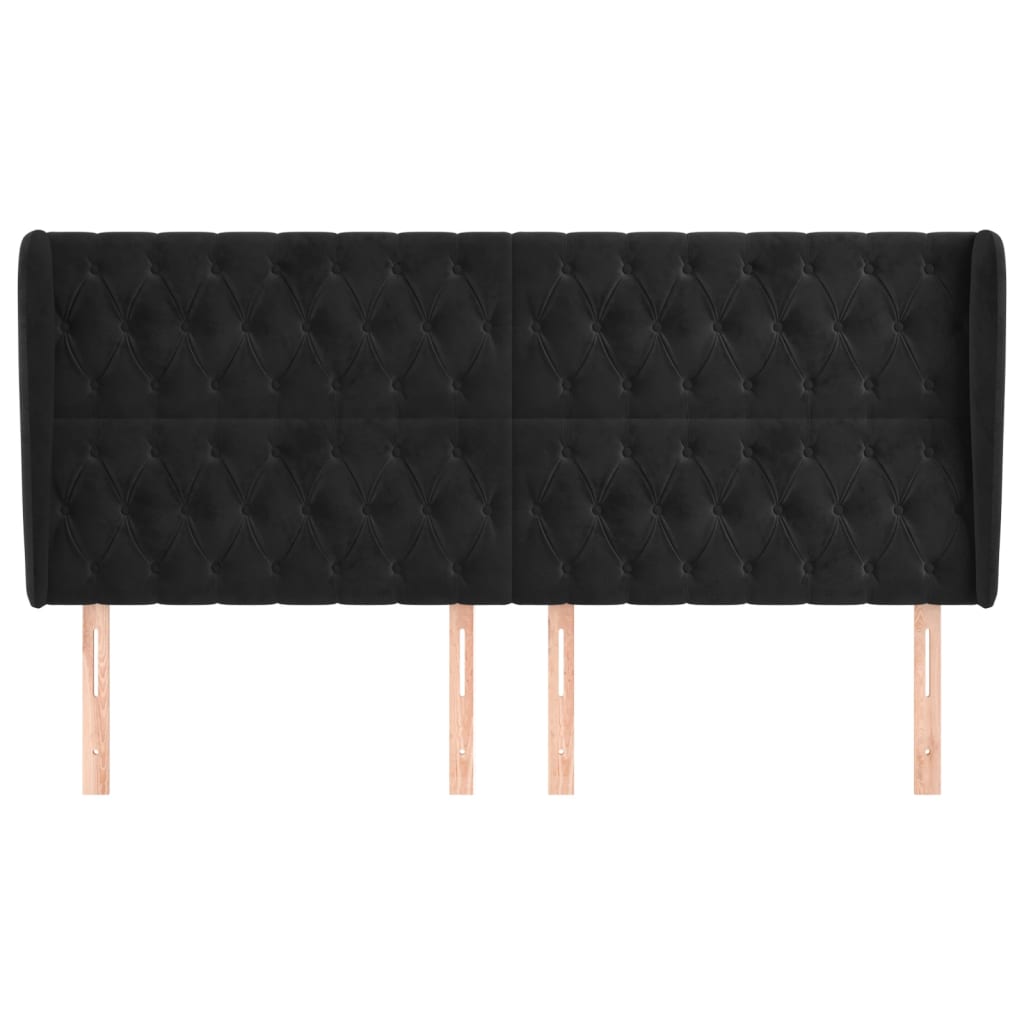 Hoofdbord Met Randen 183X23X118/128 Cm Fluweel Zwart 183 x 23 x 118/128 cm
