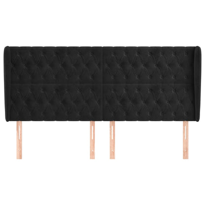 Hoofdbord Met Randen 183X23X118/128 Cm Fluweel Zwart 183 x 23 x 118/128 cm