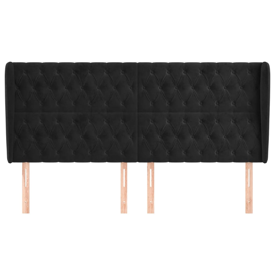 Hoofdbord Met Randen 183X23X118/128 Cm Fluweel Zwart 183 x 23 x 118/128 cm