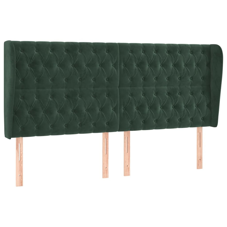Hoofdbord met randen 183x23x118/128 cm fluweel donkergroen