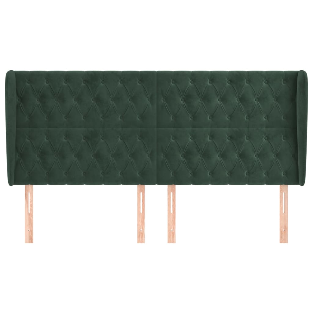 Hoofdbord met randen 183x23x118/128 cm fluweel donkergroen