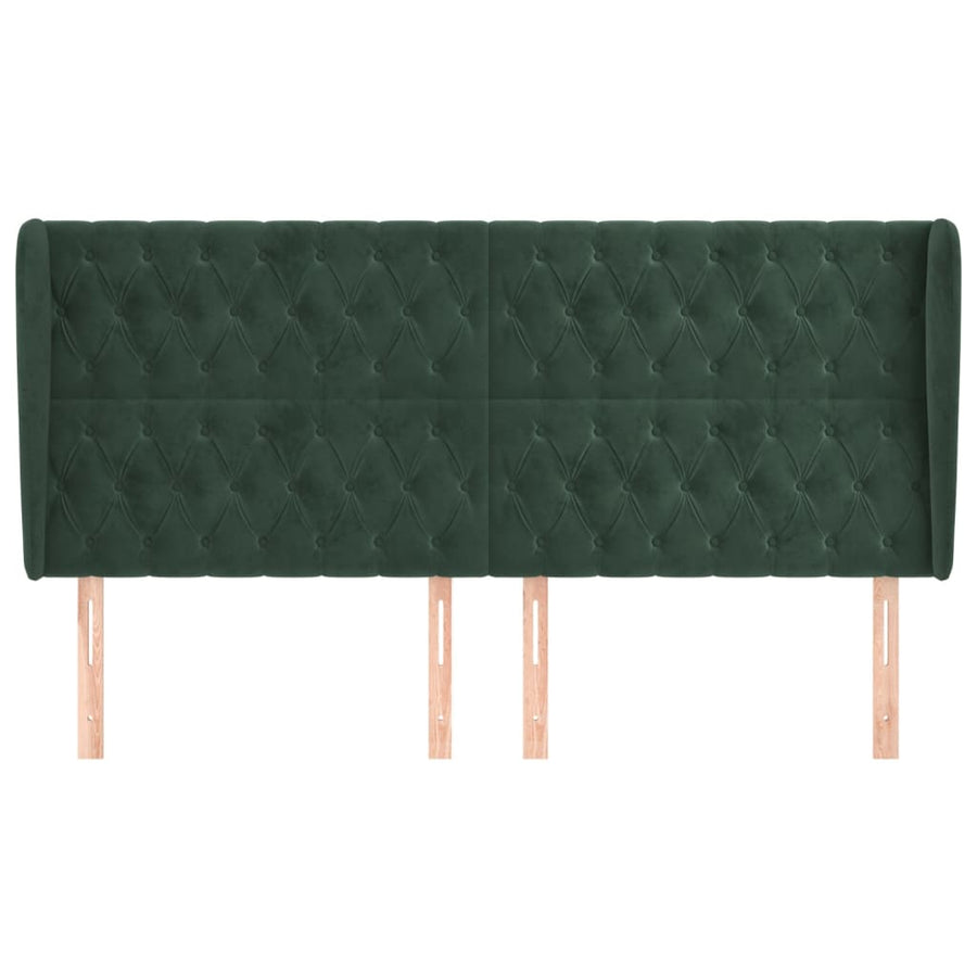 Hoofdbord met randen 183x23x118/128 cm fluweel donkergroen