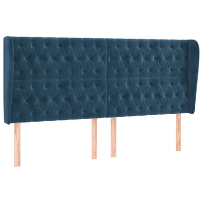 Hoofdbord Met Randen Fluweel 183 x 23 x 118/128 cm Donkerblauw