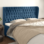 Hoofdbord 183x118/128 cm fluweel donkerblauw