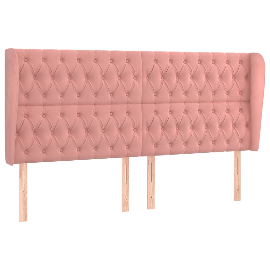 Hoofdbord Met Randen Fluweel 1 183 x 23 x 118/128 cm Roze