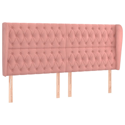 Hoofdbord Met Randen Fluweel 1 183 x 23 x 118/128 cm Roze