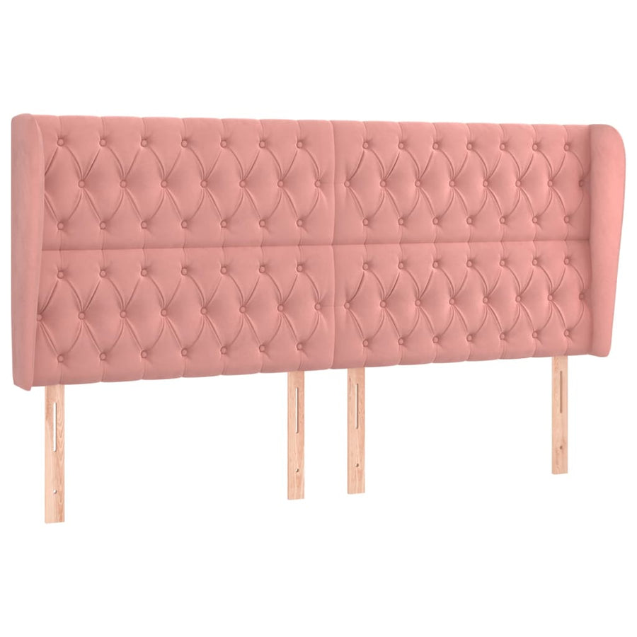 Hoofdbord Met Randen Fluweel 1 183 x 23 x 118/128 cm Roze