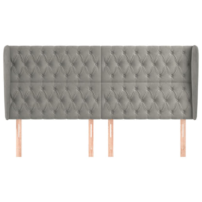 Hoofdbord Met Randen Fluweel 203 x 23 x 118/128 cm Lichtgrijs
