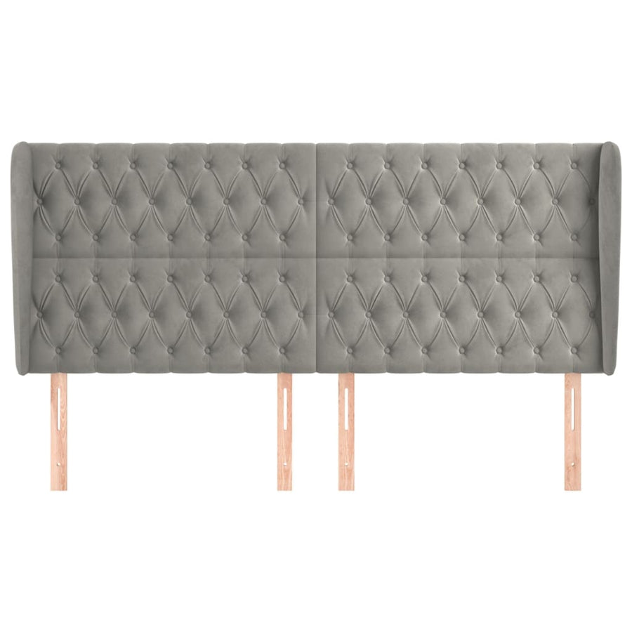 Hoofdbord Met Randen Fluweel 203 x 23 x 118/128 cm Lichtgrijs