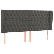 Hoofdbord Met Randen Fluweel 203 x 23 x 118/128 cm Donkergrijs