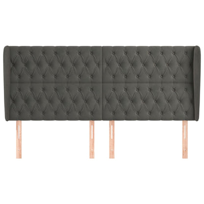Hoofdbord Met Randen Fluweel 203 x 23 x 118/128 cm Donkergrijs