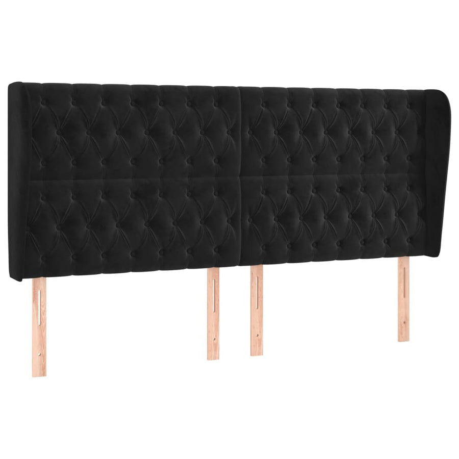 Hoofdbord Met Randen Fluweel 203 x 23 x 118/128 cm Zwart