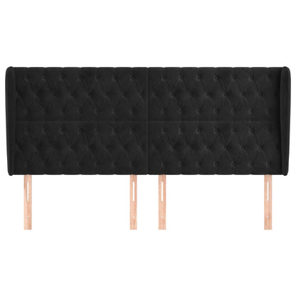 Hoofdbord Met Randen Fluweel 203 x 23 x 118/128 cm Zwart