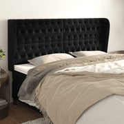 Hoofdbord 203x23x118/128 cm fluweel zwart