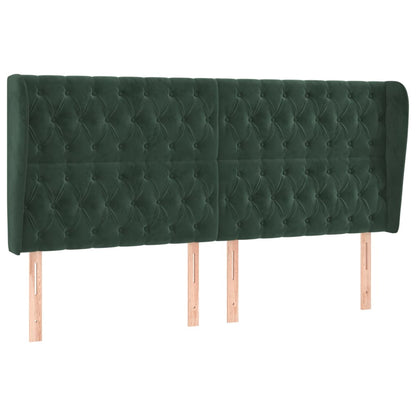 Hoofdbord met randen 203x23x118/128 cm fluweel donkergroen