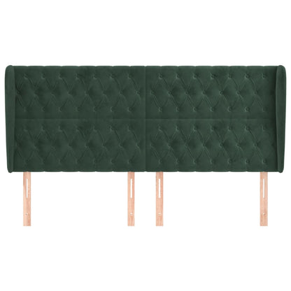 Hoofdbord met randen 203x23x118/128 cm fluweel donkergroen