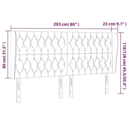 Hoofdbord met randen 203x23x118/128 cm fluweel donkergroen