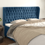 Hoofdbord fluweel 203x23x118/128 cm donkerblauw