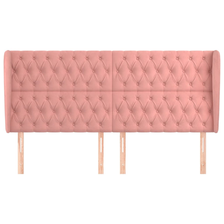 Hoofdbord Met Randen Fluweel 203 x 23 x 118/128 cm Roze