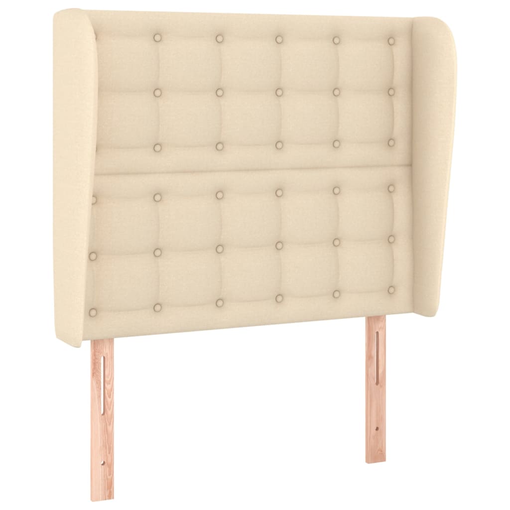 Hoofdbord Met Randen Stof Kleurig 83 x 23 x 118/128 cm Crème