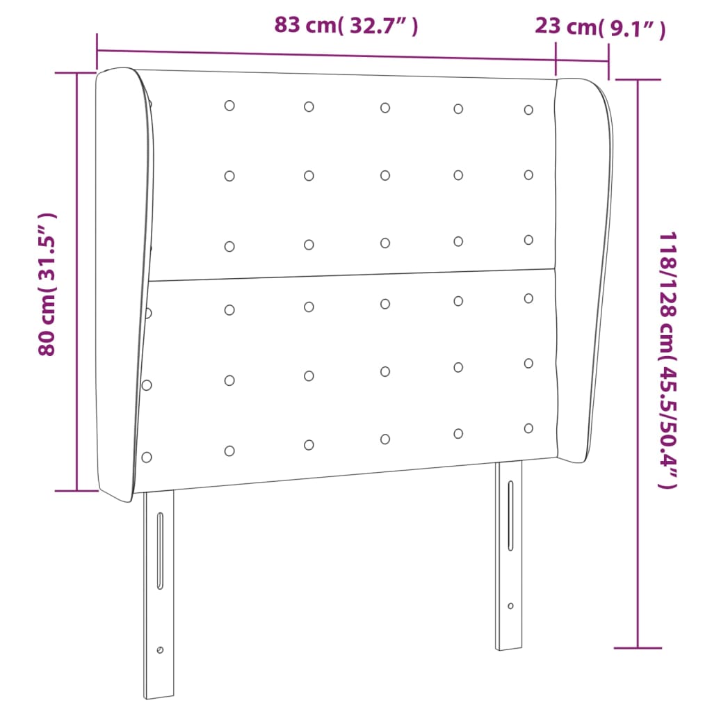 Hoofdbord Met Randen Stof Kleurig 83 x 23 x 118/128 cm Crème