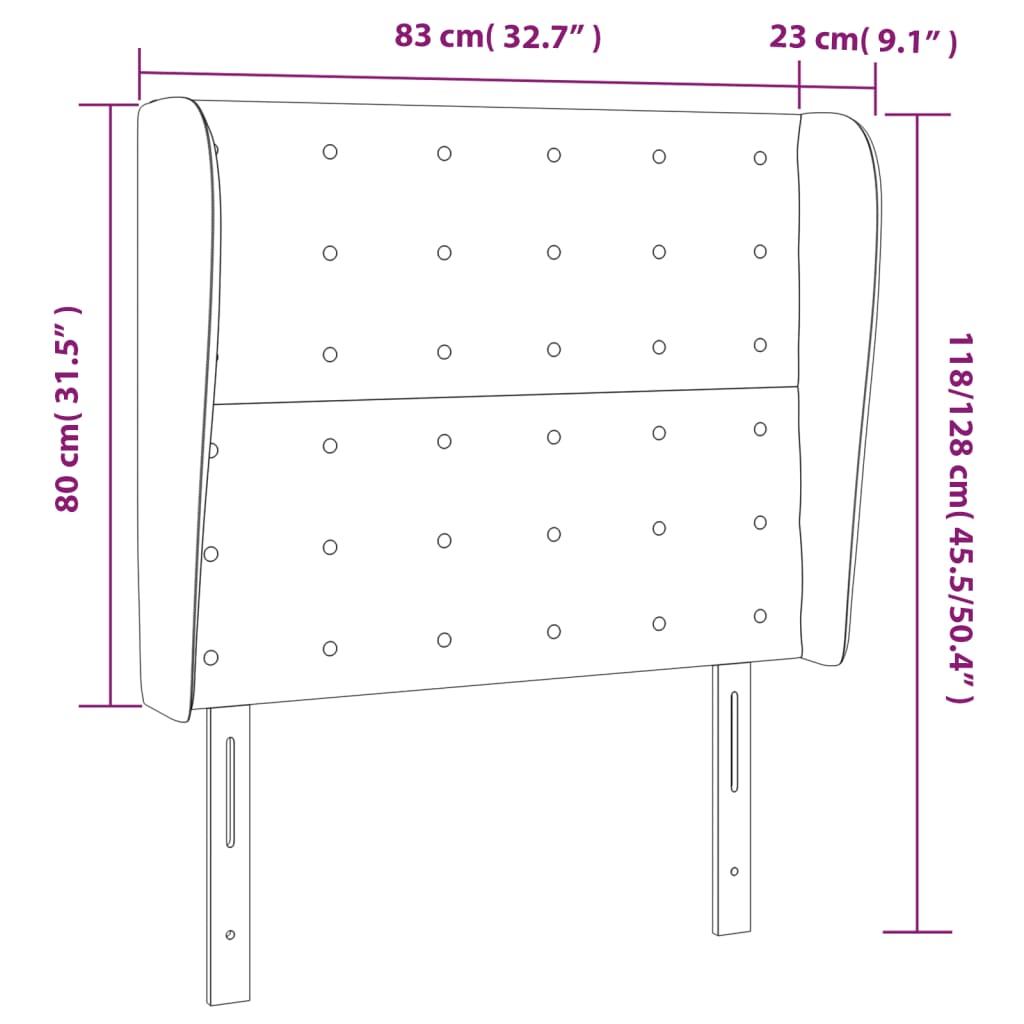 Hoofdbord Met Randen Stof 83 x 23 x 118/128 cm Blauw