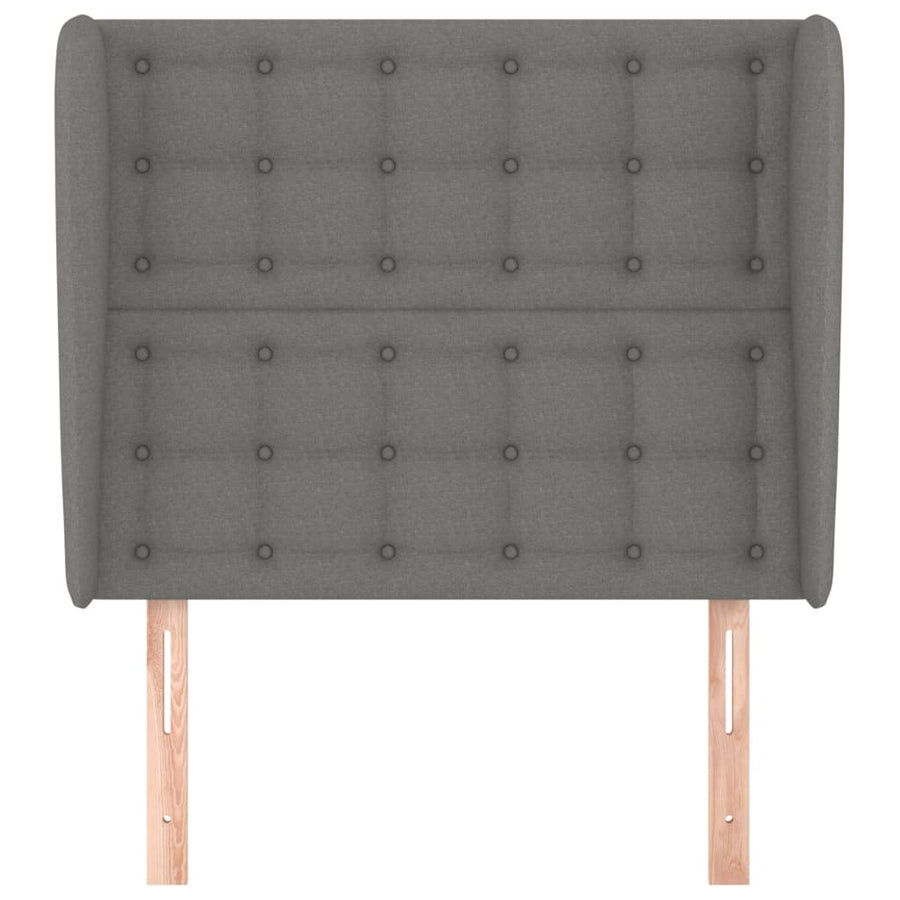 Hoofdbord Met Randen 93X23X118/128 Cm Stof Donkergrijs 93 x 23 x 118/128 cm