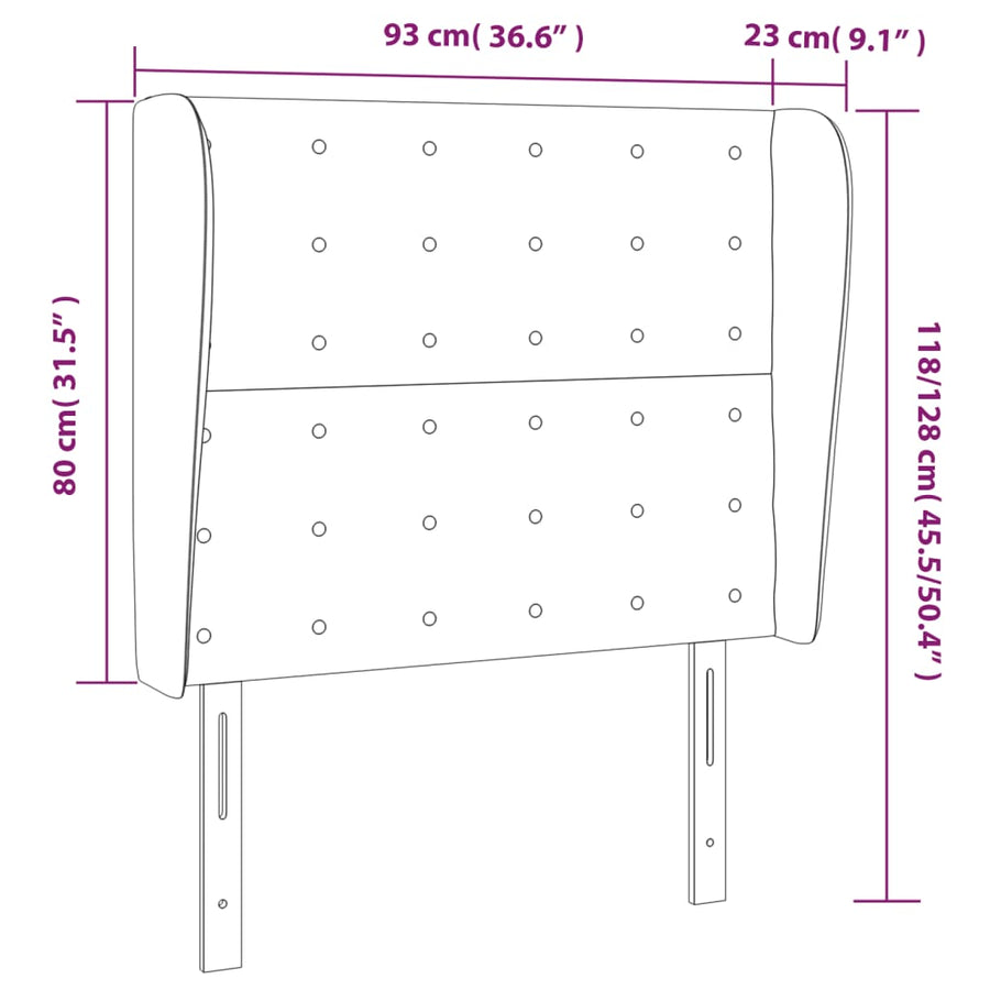 Hoofdbord Met Randen 93X23X118/128 Cm Stof Donkergrijs 93 x 23 x 118/128 cm