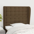 Hoofdbord met randen 93x23x118/128 cm stof donkerbruin