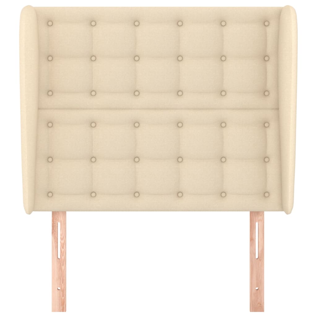 Hoofdbord Met Randen 93X23X118/128 Cm Stof Crèmekleurig 93 x 23 x 118/128 cm