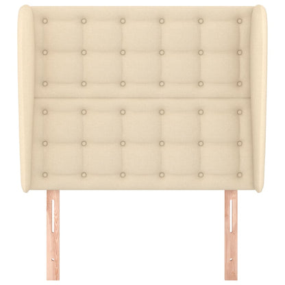 Hoofdbord Met Randen 93X23X118/128 Cm Stof Crèmekleurig 93 x 23 x 118/128 cm