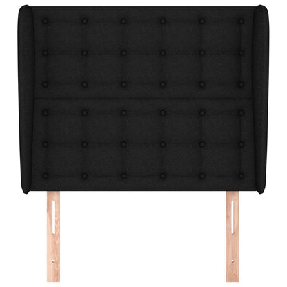 Hoofdbord met randen 103x23x118/128 cm stof zwart 103 x 23 x 118/128 cm Zwart