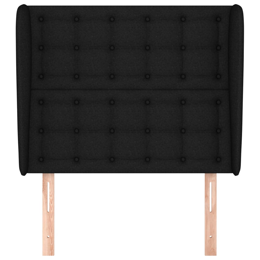 Hoofdbord met randen 103x23x118/128 cm stof zwart 103 x 23 x 118/128 cm Zwart