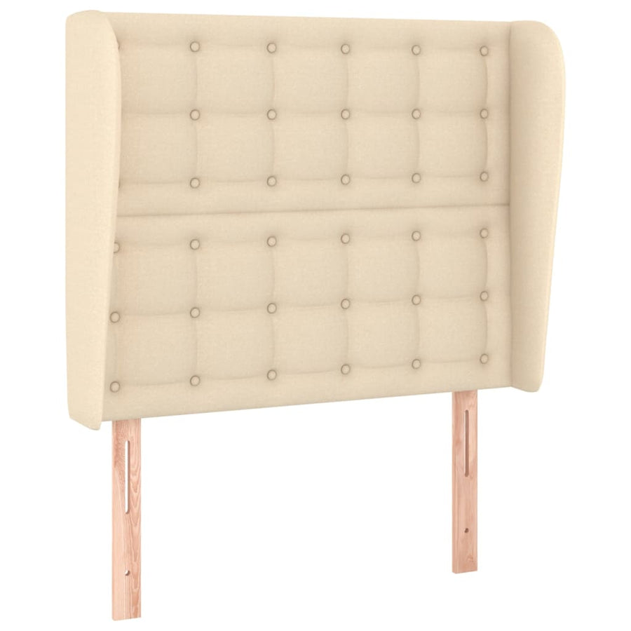 Hoofdbord met randen 103x23x118/128 cm stof crèmekleurig 103 x 23 x 118/128 cm Crème