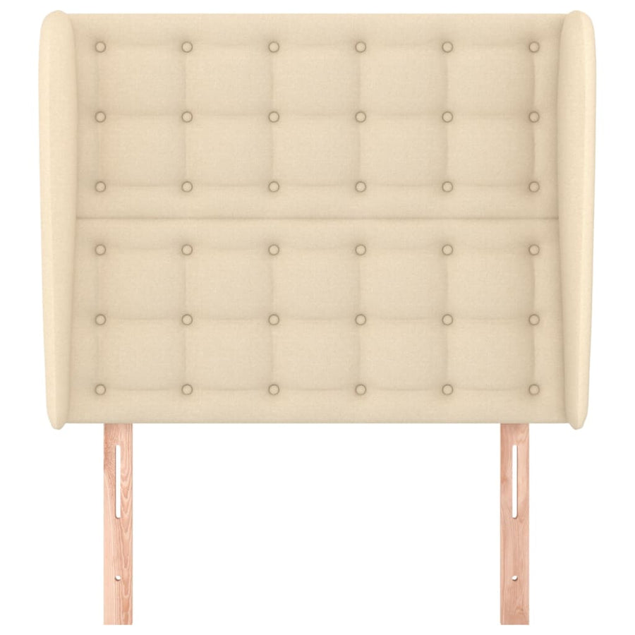 Hoofdbord met randen 103x23x118/128 cm stof crèmekleurig 103 x 23 x 118/128 cm Crème
