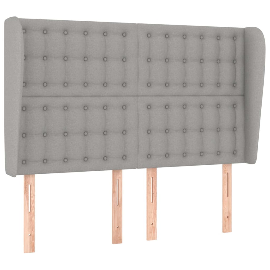 Hoofdbord Met Randen Stof 1 147 x 23 x 118/128 cm Lichtgrijs