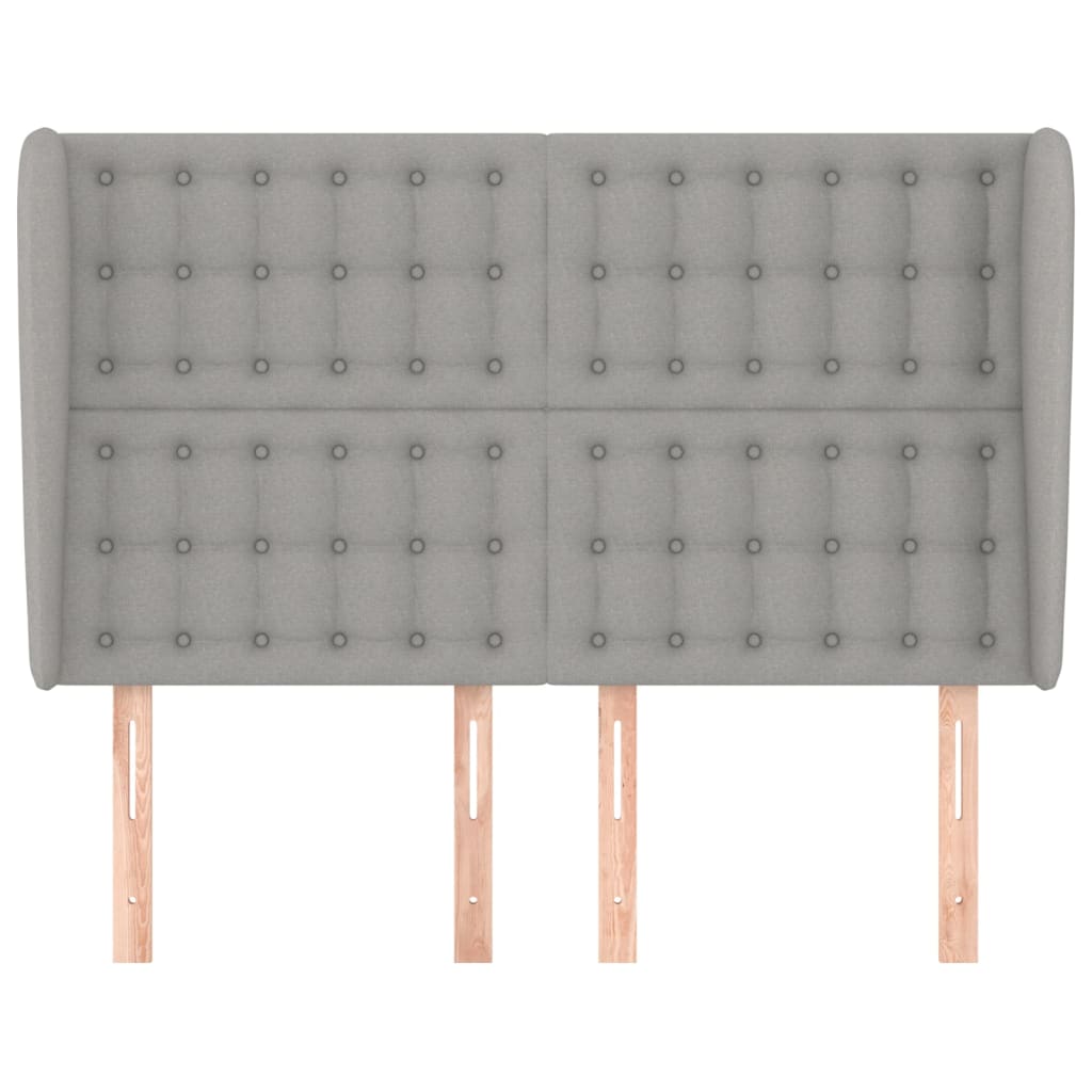 Hoofdbord Met Randen Stof 1 147 x 23 x 118/128 cm Lichtgrijs
