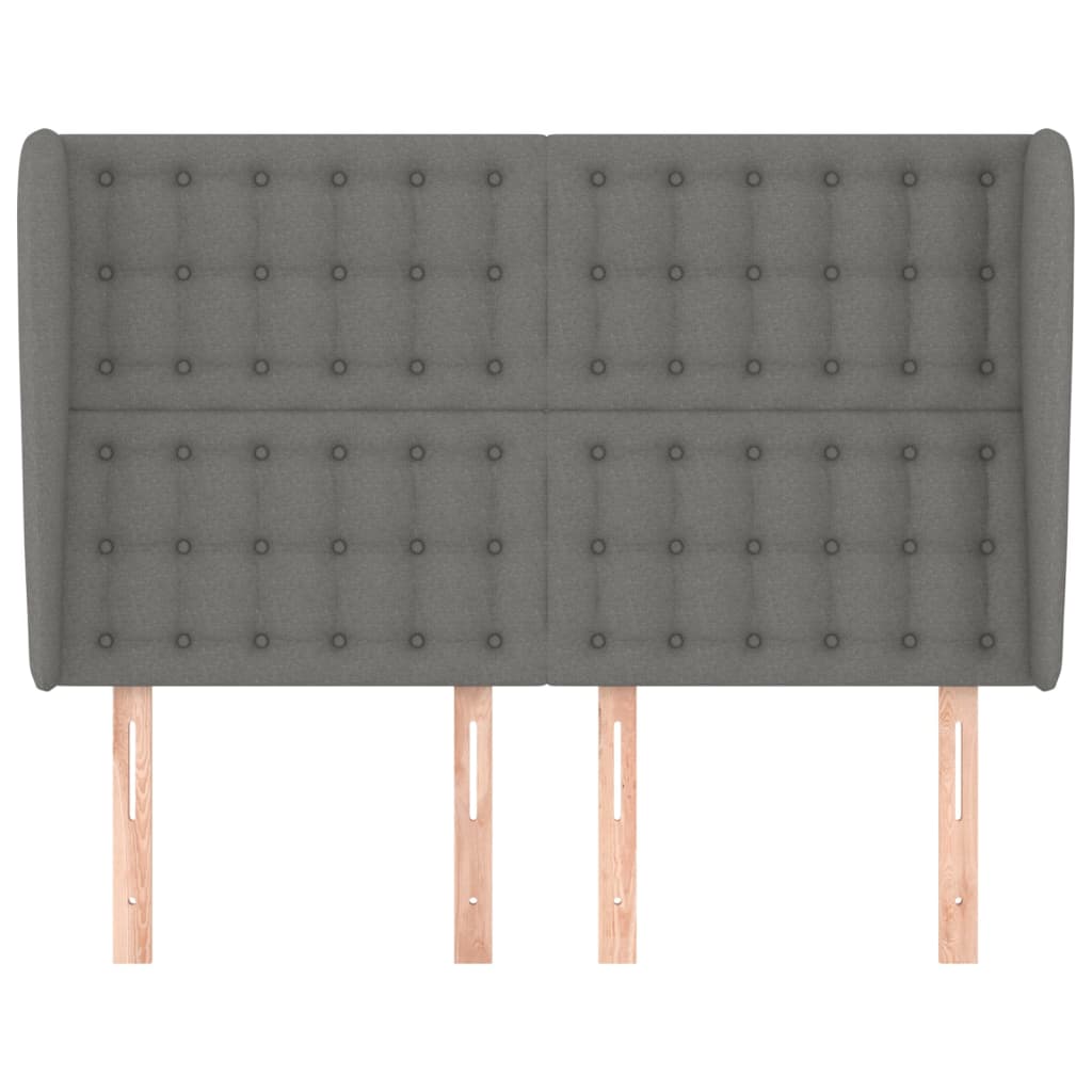 Hoofdbord Met Randen Stof 1 147 x 23 x 118/128 cm Donkergrijs