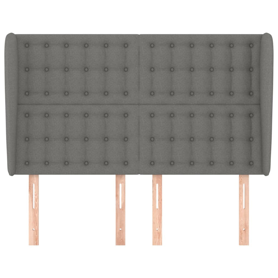 Hoofdbord Met Randen Stof 1 147 x 23 x 118/128 cm Donkergrijs